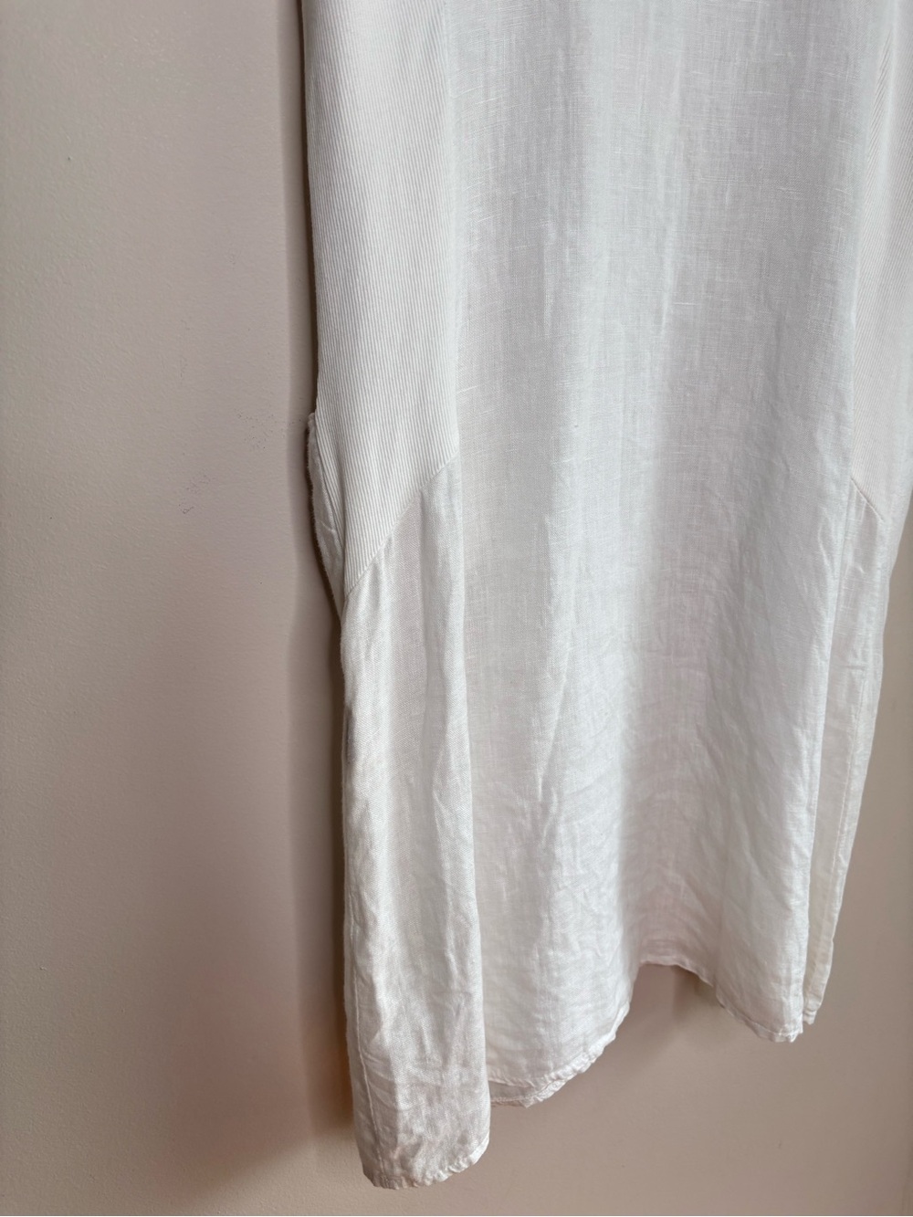 Lina Tomei White Linen Sleeveless Dress Lace Yoke Pockets Medium - Picture 5 of 9